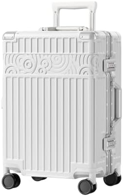 Krute Carry On Luggage with Aluminum Frame Zipperless Luggage with 8 Wheels 20inch Hard Shell Suitcase with PC+ABS TSA Lock 4 Metal Corner White