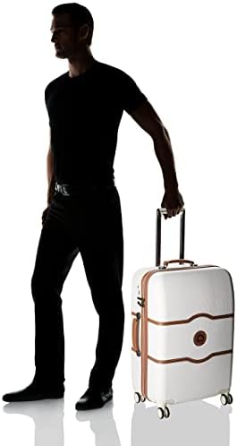 DELSEY PARIS Chatelet Hard+ Hardside Luggage with Spinner Wheels, Champagne White, Checked-Medium 24 Inch - Image 8