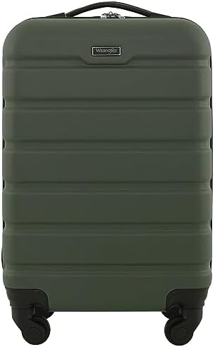 Wrangler Hardside Carry-On Spinner Luggage, Olive, 20-Inch