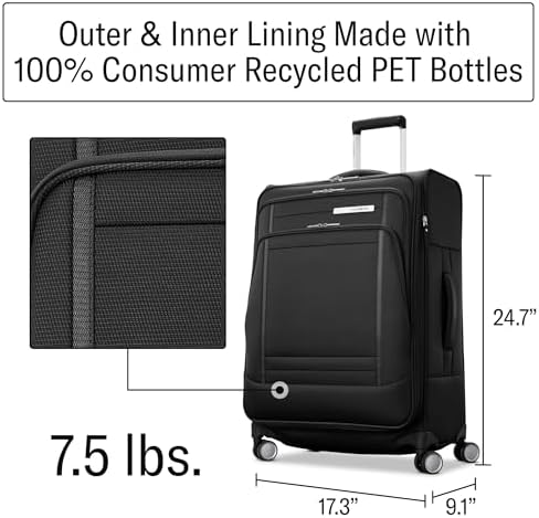 Samsonite Lightweight Softside Expandable, Black, Checked-Medium 25-Inch - Image 4