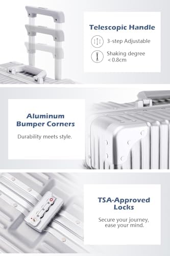 HotWay Carry On Luggage with Aluminum Frame, 20 Inch PC Hard Shell Suitcase with Spinner Wheels and TSA Locks, Lightweight Luggage for Business Travel (22x14x9 Airline Approved) - Image 4