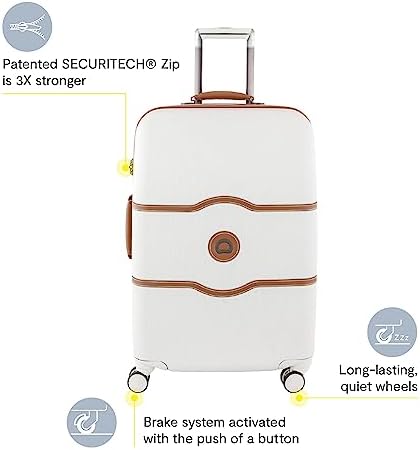 DELSEY PARIS Chatelet Hard+ Hardside Luggage with Spinner Wheels, Champagne White, Checked-Medium 24 Inch - Image 2