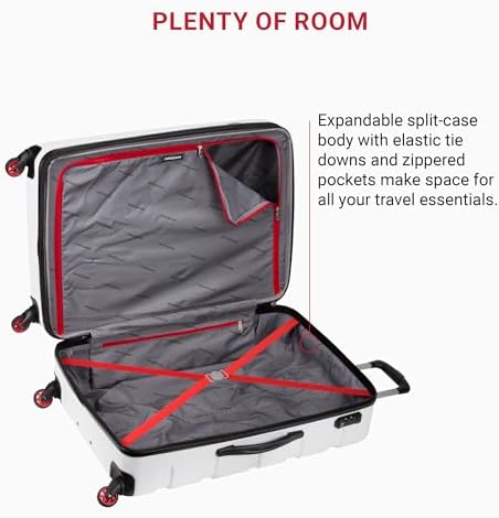 SwissGear 7366 Hardside Expandable Luggage with Spinner Wheels, White, Checked-Large 27-Inch - Image 6