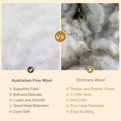 YOUR MOON Pure Wool Blanket Bed Queen Size, 100% Australian Natural Wool Bed Blanket, Washable Wool Blanket Throw, Hypoallergenic- Non-Itchy Or Scratchy Fabric (Coffee, 90 * 90) - Image 4