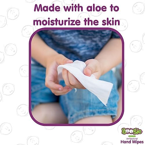 Antibacterial Hand Wipes by Boogie, Alcohol Free, Hypoallergenic and Moisturizing Aloe, Hand Wipes for Kids and Adults, 5 Packs of 20 (100 Total Wipes) - Image 4