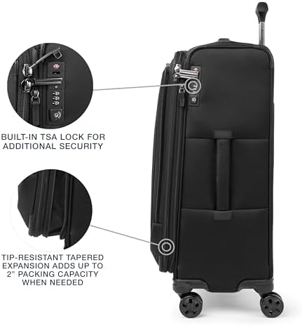 Travelpro Crew Classic Lightweight Softside Expandable Checked Luggage, 8 Wheel Spinner Suitcase, TSA Lock, Men and Women, Checked Medium 25-Inch, Black - Image 4