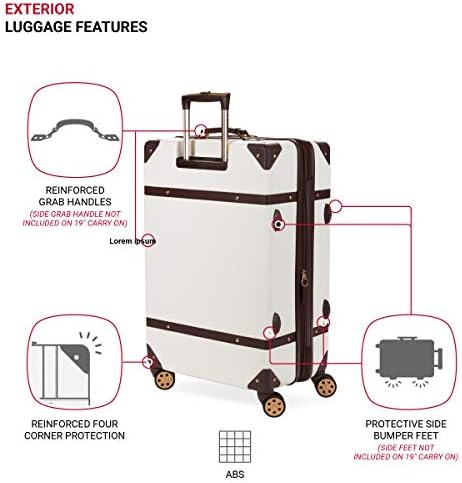 SwissGear 7739 Hardside Luggage Trunk with Spinner Wheels, White, 2-Piece Set (19/26) - Image 5