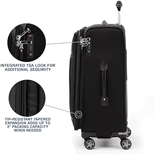Travelpro Platinum Elite Softside Expandable Checked Luggage, 8 Wheel Spinner Suitcase, TSA Lock, Men and Women, Shadow Black, Checked Medium 25-Inch - Image 4