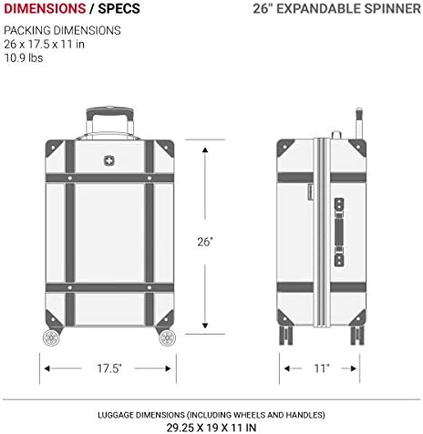 SwissGear 7739 Hardside Luggage Trunk with Spinner Wheels, White, 2-Piece Set (19/26) - Image 7
