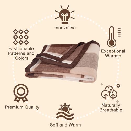 YOUR MOON Pure Wool Blanket Bed Queen Size, 100% Australian Natural Wool Bed Blanket, Washable Wool Blanket Throw, Hypoallergenic- Non-Itchy Or Scratchy Fabric (Coffee, 90 * 90) - Image 3