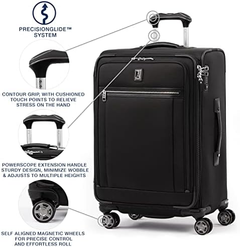 Travelpro Platinum Elite Softside Expandable Checked Luggage, 8 Wheel Spinner Suitcase, TSA Lock, Men and Women, Shadow Black, Checked Medium 25-Inch - Image 2