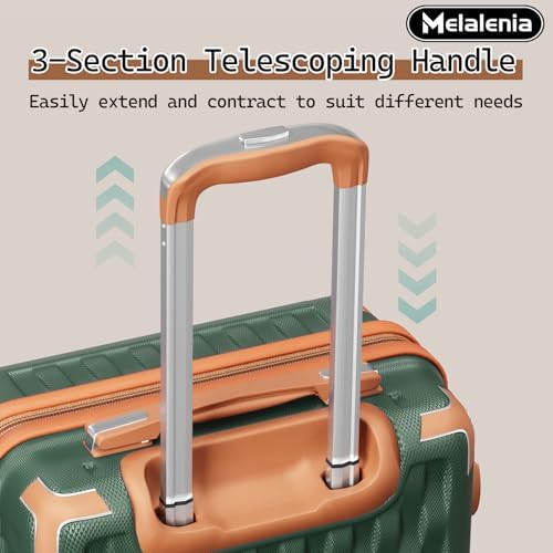 Melalenia Luggage Sets 7 Piece Suitcase Set, Hard Shell Carry on Luggage Travel Suitcases with Spinner Wheels and TSA Lock, Lightweight Luggage Set for Women, Green Brown - Image 3