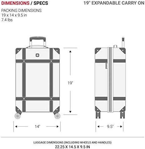 SwissGear 7739 Hardside Luggage Trunk with Spinner Wheels, White, 2-Piece Set (19/26) - Image 6