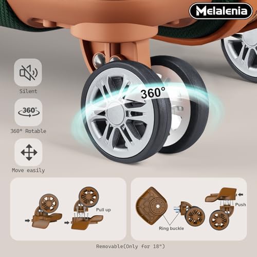 Melalenia Luggage Sets 7 Piece Suitcase Set, Hard Shell Carry on Luggage Travel Suitcases with Spinner Wheels and TSA Lock, Lightweight Luggage Set for Women, Green Brown - Image 4