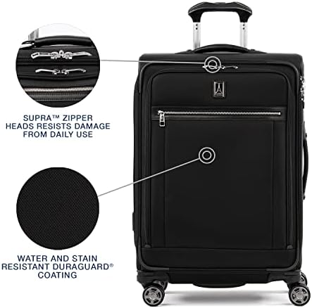 Travelpro Platinum Elite Softside Expandable Checked Luggage, 8 Wheel Spinner Suitcase, TSA Lock, Men and Women, Shadow Black, Checked Medium 25-Inch - Image 3