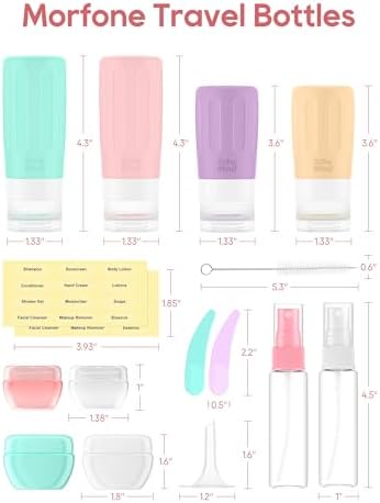 Morfone 16 Pack Travel Bottles Set for Toiletries, TSA Approved Travel Containers Leak Proof Silicone Squeezable Travel Accessories 2oz 3oz for Shampoo Conditioner Lotion Body Wash (BPA Free) - Image 7