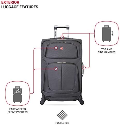 SwissGear Sion Softside Expandable Luggage, Dark Grey, Checked-Medium 25-Inch - Image 3