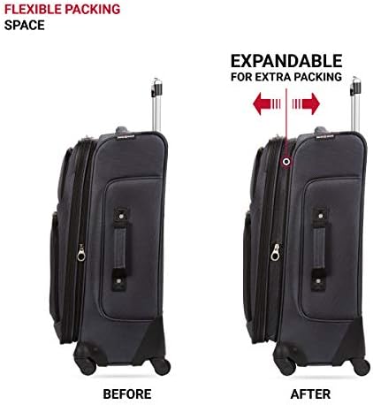 SwissGear Sion Softside Expandable Luggage, Dark Grey, Checked-Medium 25-Inch - Image 5