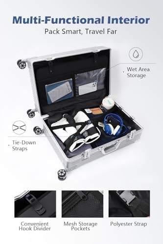 HotWay Carry On Luggage with Aluminum Frame, 20 Inch PC Hard Shell Suitcase with Spinner Wheels and TSA Locks, Lightweight Luggage for Business Travel (22x14x9 Airline Approved) - Image 5