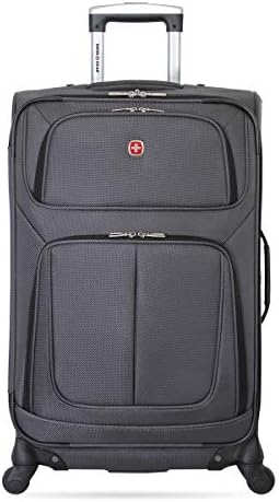 SwissGear Sion Softside Expandable Luggage, Dark Grey, Checked-Medium 25-Inch - Image 9
