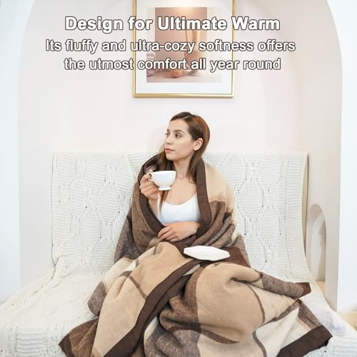 YOUR MOON Pure Wool Blanket Bed Queen Size, 100% Australian Natural Wool Bed Blanket, Washable Wool Blanket Throw, Hypoallergenic- Non-Itchy Or Scratchy Fabric (Coffee, 90 * 90) - Image 8
