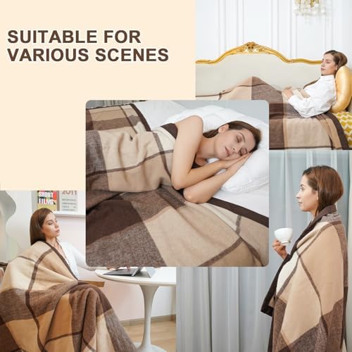 YOUR MOON Pure Wool Blanket Bed Queen Size, 100% Australian Natural Wool Bed Blanket, Washable Wool Blanket Throw, Hypoallergenic- Non-Itchy Or Scratchy Fabric (Coffee, 90 * 90) - Image 7