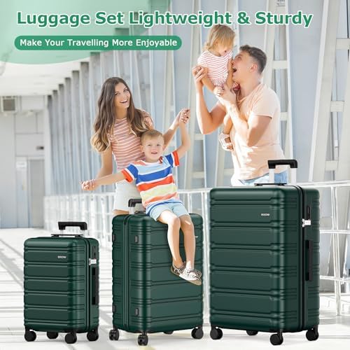 BEOW Luggage Sets 3 Piece Hardside Expandable Suitcase Set with Spinner Wheels Durable Lightweight Luggage with TSA Lock (ArmyGreen, 20in/24in/28in) - Image 2