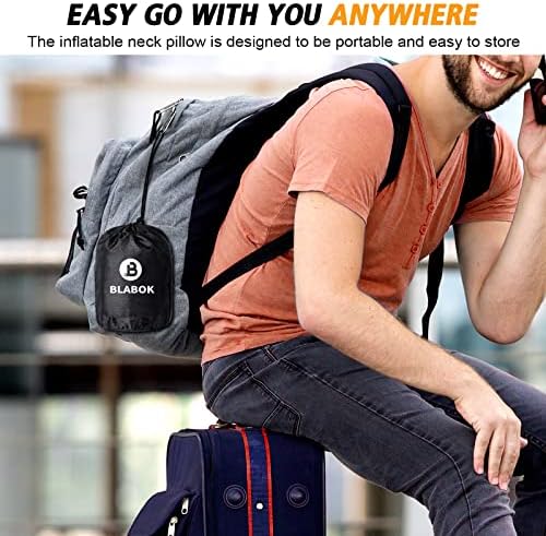 Inflatable Travel Pillow,Multifunction Travel Neck Pillow for Airplane to Avoid Neck and Shoulder Pain,Support Head,Neck,Used for Sleeping Rest, Airplane and Home Use,with Eye Mask, Earplugs, Black - Image 7