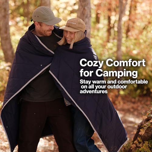 Gravel Layover Ultra-Compact Packable Down Blanket for Travel & Camping - Lightweight, Warm Travel Blanket Airplane, Car Blanket, Down Alternative Blanket- Includes Carrying Pouch (Blue) - Image 4