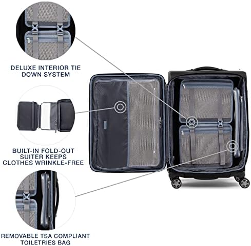 Travelpro Platinum Elite Softside Expandable Checked Luggage, 8 Wheel Spinner Suitcase, TSA Lock, Men and Women, Shadow Black, Checked Medium 25-Inch - Image 5