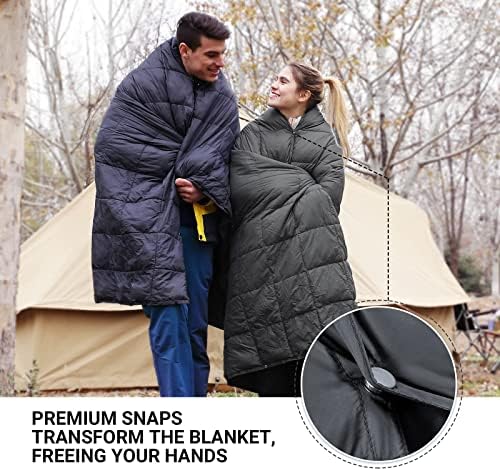 KingCamp Camping Blanket Lightweight, Multifunctional Warm Puffy Outdoor Blanket with Snap Button, Water Repellent, Backpacking Quilt for Travel, Airplane, Hiking, Picnic - Image 3