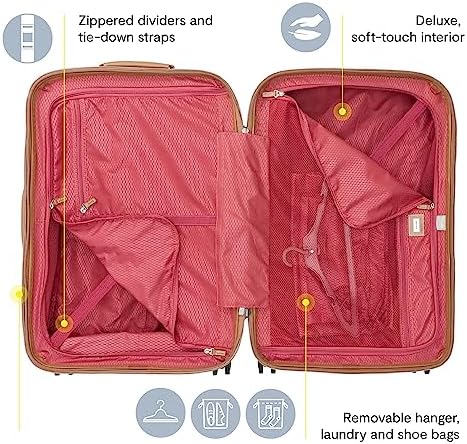 DELSEY PARIS Chatelet Hard+ Hardside Luggage with Spinner Wheels, Champagne White, Checked-Medium 24 Inch - Image 3