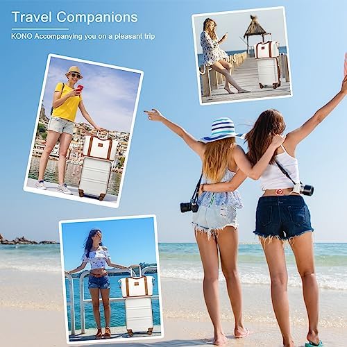 Kono Luggage Set 4 Piece Carry On Hardside Luggage with TSA Lock Spinner Wheels Carry On Suitcase Cream White - Image 7