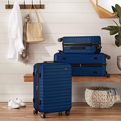 Amazon Basics Expandable Hardside Luggage, Suitcase with Wheels, 30-inch Spinner with Four Spinner Wheels and Scratch-Resistant Surface, Navy Blue - Image 7