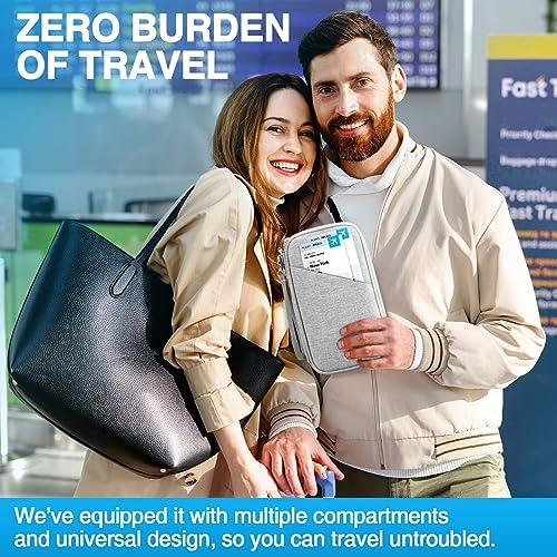 Passport Holder Family, Women Rfid Blocking Passport Wallet, Travel Essentials Premium Wallets, Waterproof Passport Holders Bag for Men Traveling, Travel Document Organizer Credit Cards Case - Image 7