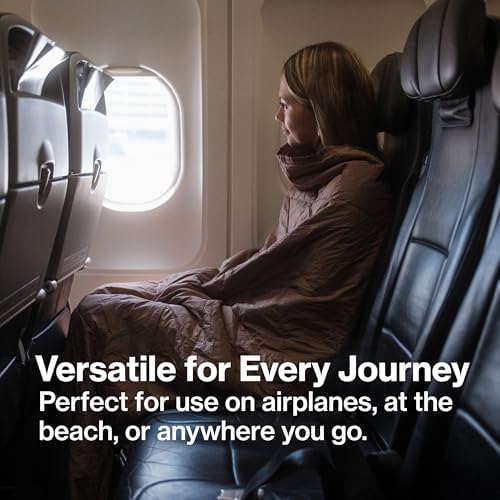 Gravel Layover Ultra-Compact Packable Down Blanket for Travel & Camping - Lightweight, Warm Travel Blanket Airplane, Car Blanket, Down Alternative Blanket- Includes Carrying Pouch (Blue) - Image 6