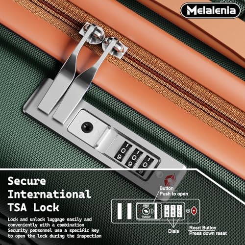 Melalenia Luggage Sets 7 Piece Suitcase Set, Hard Shell Carry on Luggage Travel Suitcases with Spinner Wheels and TSA Lock, Lightweight Luggage Set for Women, Green Brown - Image 5